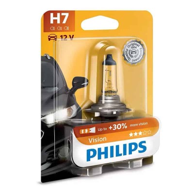 Bec auto H7 +30% 12V 55W 1600lm halogen PX26d VISION PHILIPS 40607130 foto