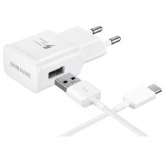 Incarcator retea cu cablu USB Type-C Samsung EP-TA20EWEC, Fast Charging, Alb