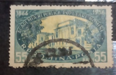 ROMANIA 1956 LP 410, 90 de ani &amp;Icirc;nființarea Academiei serie stampilata foto