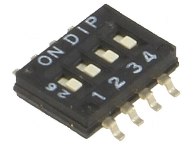 Comutator DIP-SWITCH 4 Sec&Aring;&pound;iuni ON-OFF 0,1A/50VDC SMT