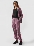 Pantaloni jogger din velur pentru femei - roz, 4F Sportswear