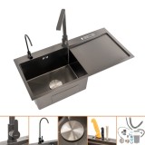 Chiuvetă bucătărie Leziter Avena III Oțel Inoxidabil Negru-Bronz 90x45x21cm cu Baterie și Purificator Apă
