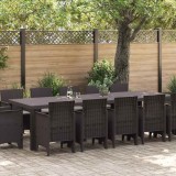 VidaXL Set de masă pentru grădină 13 pcs Maro și taupe Rattan poli