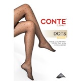 Ciorapi subțiri cu model, buline polka, Fantasy Dots, Nero, 2-S Standard