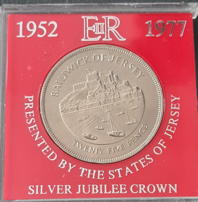 Jersey 25 pence 1977 SIlver Jubilee foto