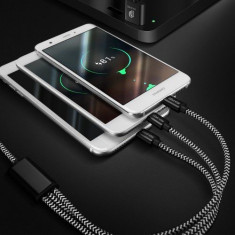 Cablu Date Si Incarcare 3 in 1 Micro USB Lightning Si Type C iPhone Samsung Huawei Negru foto