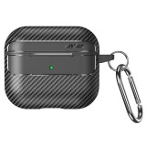 Husa AirPods 3 Asteroid GSM CarbonFiber, negru