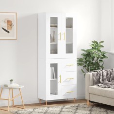 vidaXL Dulap inalt, alb extralucios, 69,5x34x180 cm, lemn compozit foto