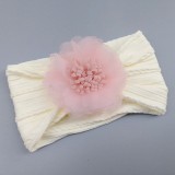 Bentita galbena lata cu model din tesatura si fundita din tulle