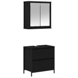 Cumpara ieftin Set de mobilier de baie din 2 piese din lemn de stejar negru