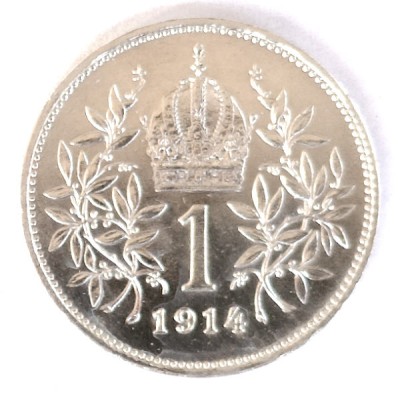 AUSTRIA 1 COROANA 1914 KRONE KORONA ARGINT XF foto
