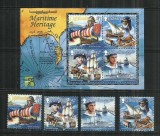 V 88 - VAPOARE, NAVE - GIBRALTAR - SERIE + BLOC NESTAMPILATE, MNH