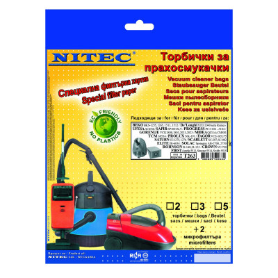 Set saci aspirator Nitec T263, saci 5 buc, microfiltre 2 buc, Gri foto