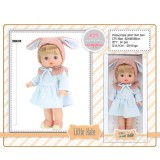 Papusa Little Kate cu caciula, guler, rochie, si incaltari detasabile, 38 cm