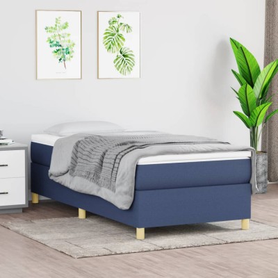 vidaXL Cadru de pat box spring, albastru, 90x190 cm, textil foto