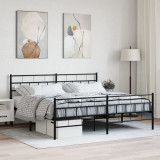 VidaXL Cadru pat metalic cu tăblii de cap/picioare, negru, 193x203 cm