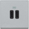 Priza USB tip C dubla 5V 3000mA Axolute Bticino 2M aluminiu HC4286C2