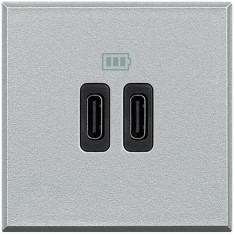 Priza USB tip C dubla 5V 3000mA Axolute Bticino 2M aluminiu HC4286C2