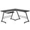 Birou calculator pe colt, convertibil, otel, MDF, cu raft tastatura, negru, max 20 kg, 130x130x73.5 cm