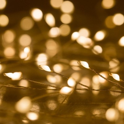 Instalație Lumini Christmas LED, Model 400, Becuri Alb Cald, Cablu Transparent, Lungime 9m, 8 Programe, Interior/Exterior foto