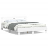 Cadru de pat cu tablie, alb, 140x200 cm, lemn prelucrat GartenMobel Dekor, vidaXL
