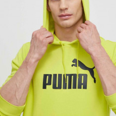 Puma bluză bărbați, culoarea verde, cu glugă, imprimeu 586687