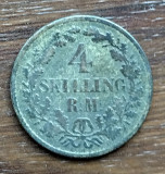 Moneda Danemarca - 4 Skilling Rigsmont 1854 - Argint, Europa