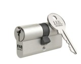 Cilindru (butuc) usa FAB 40/55 mm, 3 chei, pentru constructii, nichel satinat