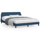 VidaXL Cadru de pat cu tăblie, albastru, 160x200 cm, textil