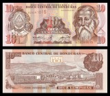 HONDURAS █ bancnota █ 10 Lempiras █ 2001 █ P-86a █ UNC █ necirculata