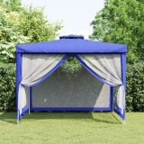 Foișor cu acoperiș dublu, albastru, 3x3x2,68 m, material textil