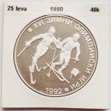 386 Bulgaria 25 Leva 1990 1992 Winter Olympics Albertville km 195 argint, Europa