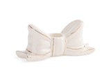 Suport lumanare ceramica alba aurie Fundita 13,7x4,4x5,5h