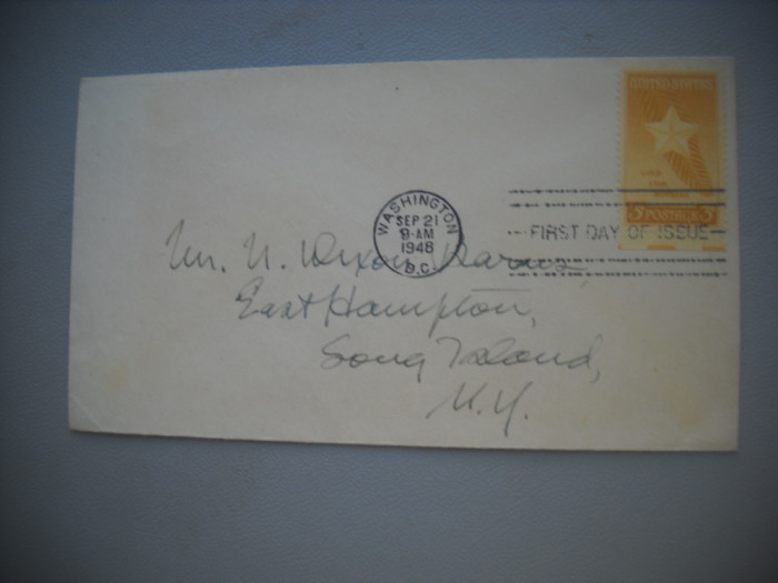 HOPCT PLIC FDC S 1769 MEDALIA GOLD STAR MOTHERS / MEDALIA MATERNITATII 1948 SUA