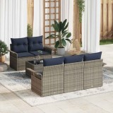 vidaXL Set de canapele pentru grădină 6 pcs Gri și bleumarin poliratan 3353914