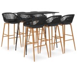 Cumpara ieftin Set mobilier de bar, 7 piese, negru