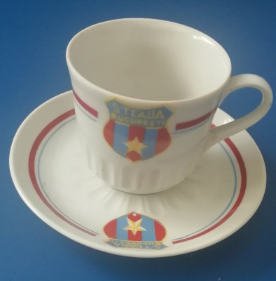 M2 - Clubul Steaua Bucuresti - cescuta cafea cu farfuriuta - piesa de colectie foto