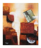 Cumpara ieftin Tablou abstract pictat manual, Calatorie in spatiu 4, 60x50cm ulei pe panza, gata de agatat pe perete