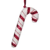 Ornament Crăciun Baston Spumă, Alb Roșu Argintiu, 17x7x3 cm