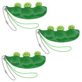 Set trei jucarii antistres IdeallStore&reg;, pastaie de mazare, tip breloc, 6.5 cm, verde