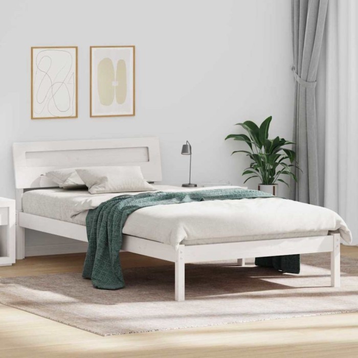 Cadru de pat Alb 90 x 190 cm Lemn de brad solid
