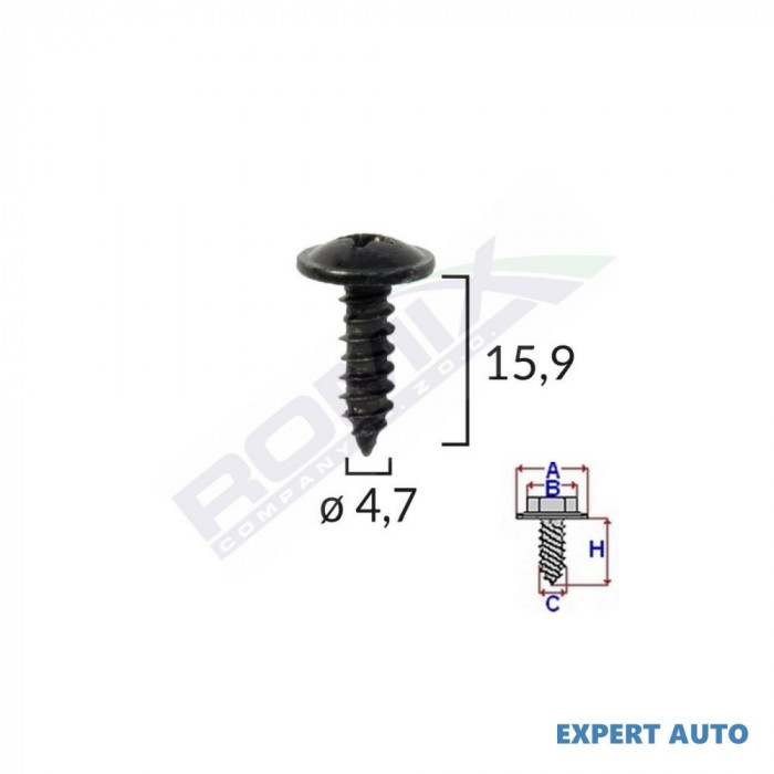 Surub fixare alfa romeo. fiat. bmw 4.7x15.9mm - negru set 10buc UNIVERSAL Universal #6