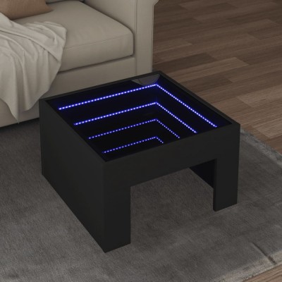 vidaXL Măsuță de cafea cu LED infinity, negru, 50x50x30 cm foto