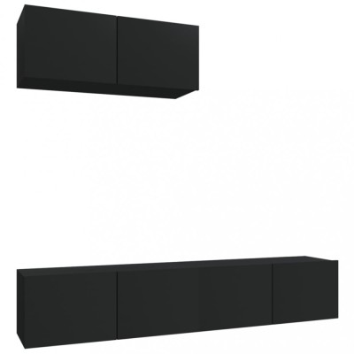 Set dulapuri TV, 3 piese, negru, lemn prelucrat foto
