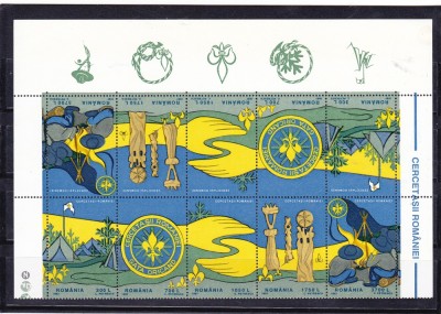 Romania 1997, LP 1442 b, Cercetasii RO, 2 straif de 5 tete-beche, vg tip I, MNH! foto