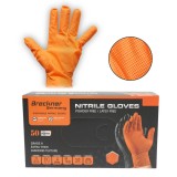 Manusi din nitril portocalii nepudrate cu textura diamond grip, marimea L 50 buc cutie