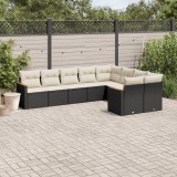vidaXL Set mobilier de grădină cu perne, 9 piese, negru, poliratan 3226301