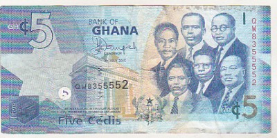 bnk bn Ghana 5 cedis 2015 circulata foto