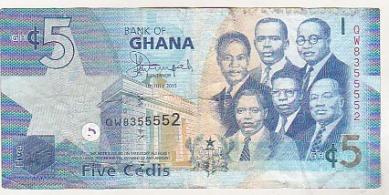bnk bn Ghana 5 cedis 2015 circulata