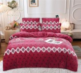 Lenjerie Pat Cocolino Genoa Co004, Microfibra Plusata, 4 Piese, Cu Elastic, Rosu